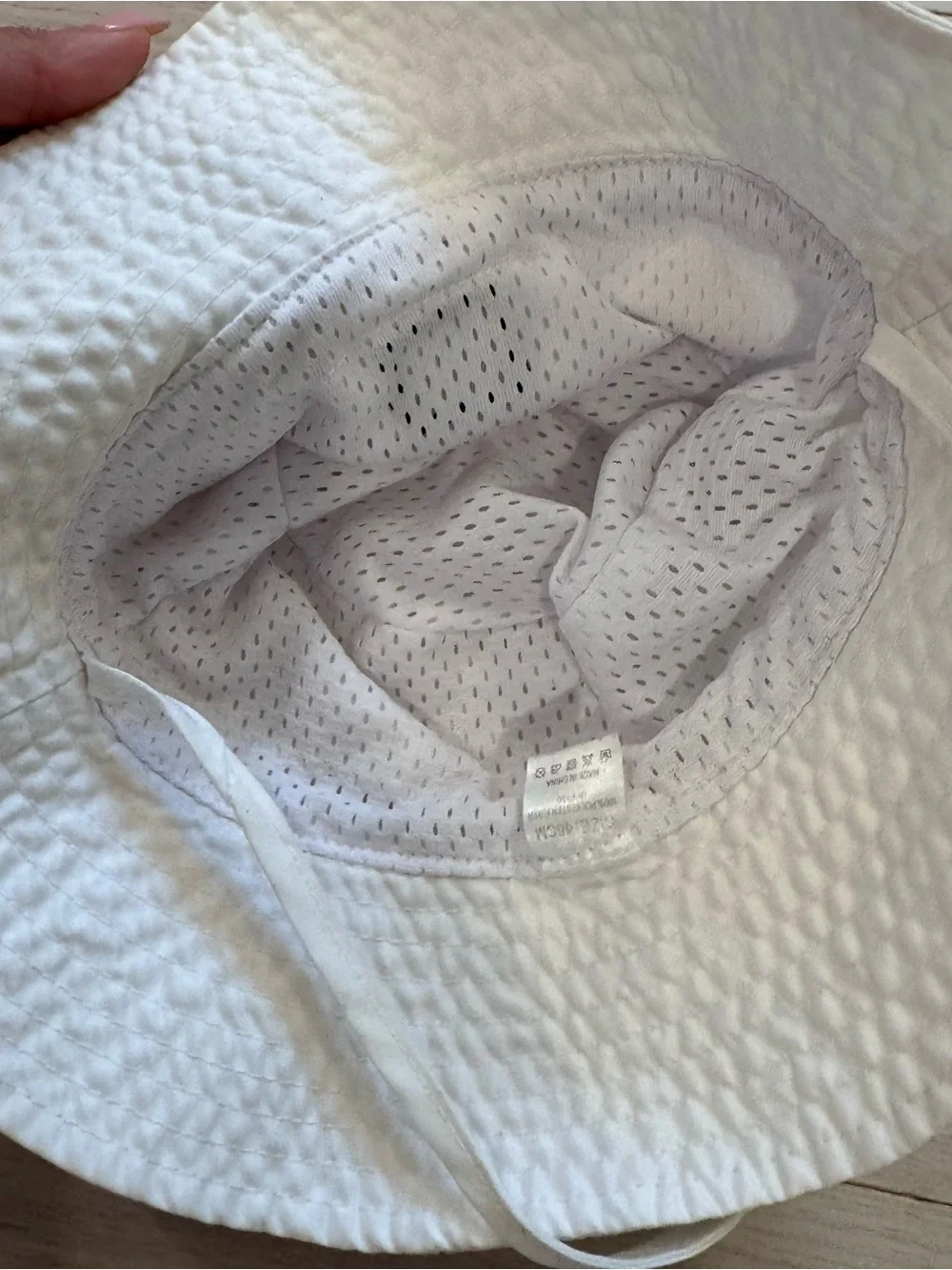 Smiley Patch White Toddler Bucket Hat with Chin Strap